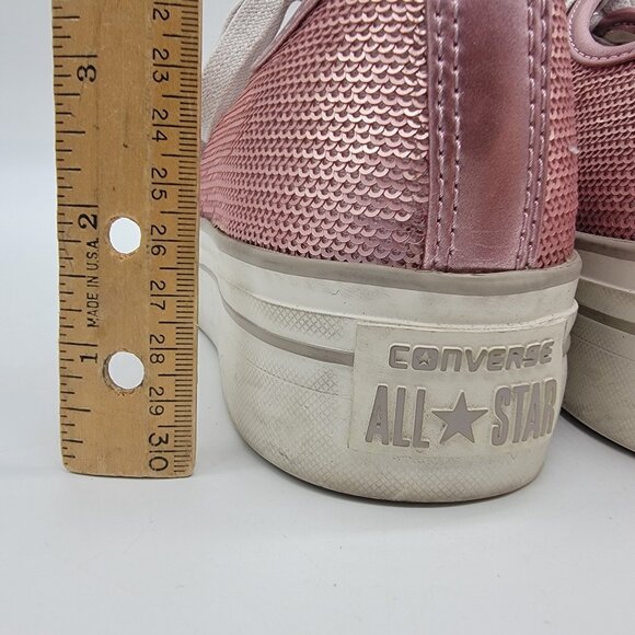 Converse All Star Pink Sequin Sneakers Women's Size 8.5 Sparkle Shoes - Picture 6 of 10